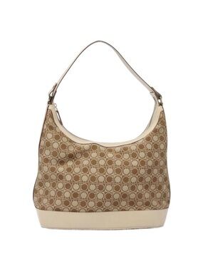 Salvatore Ferragamo Vintage Gancini Monogram Canvas Hobo Bag Cream Trim